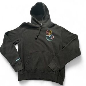 Adidas Black Hoodie with Peace Sign Graphic Men’s Medium